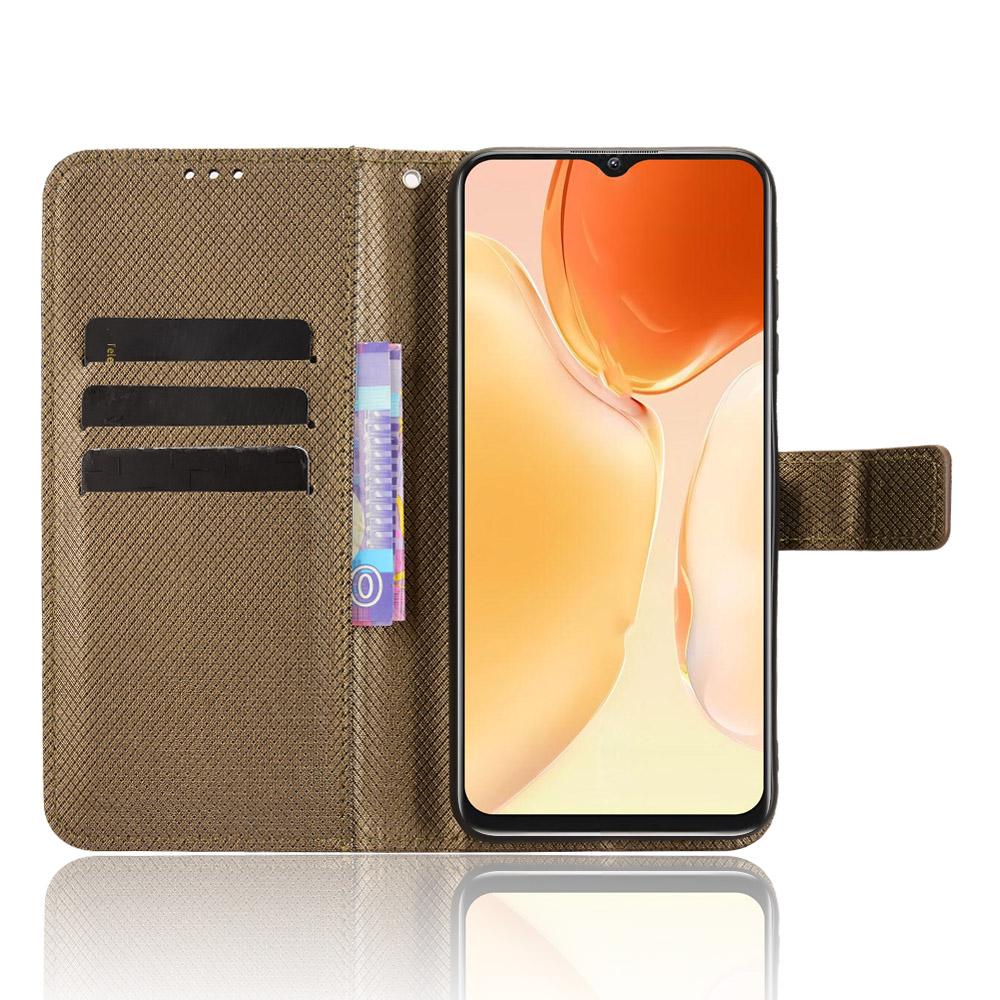 For Oukitel C61 Pro/Oukitel C61 Leather Wallet Case with Strap Diamond Texture Phone Cover