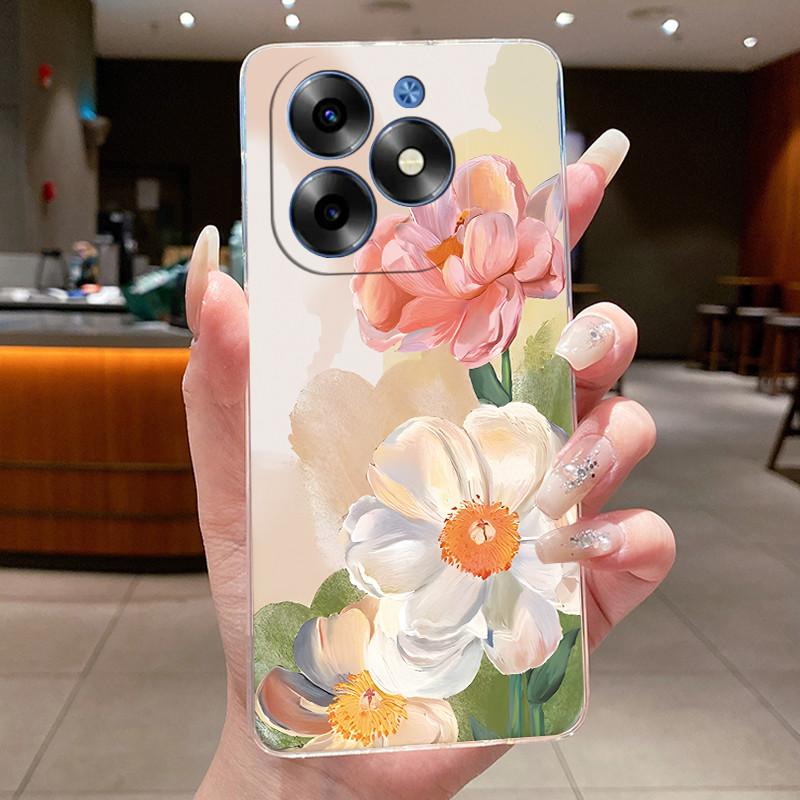 Fashion Flowers For Itel S23+ S23 Plus S681LN ItelS23+ 2023 Transparent Silicone Phone Protective Back Cover Shell Soft TPU Case