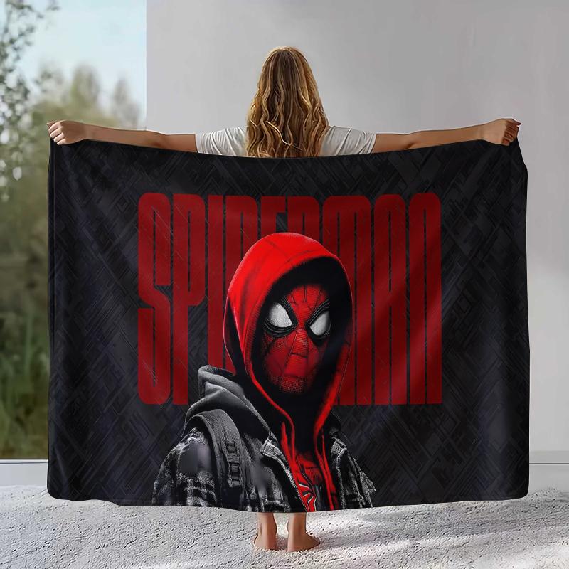 Marvel Avengers Spider Man Cartoon Flannel Blanket,Ultra Soft Warm Plush Throw for Home Bedroom Bed Sofa Cover Office Picnic