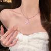 2pcs Set Cute Crystal Butterfly Bowknot Pendant Necklace for Women Girl Charm Aesthetic Neck Y2K Sweet Jewelry Accessories Gifts