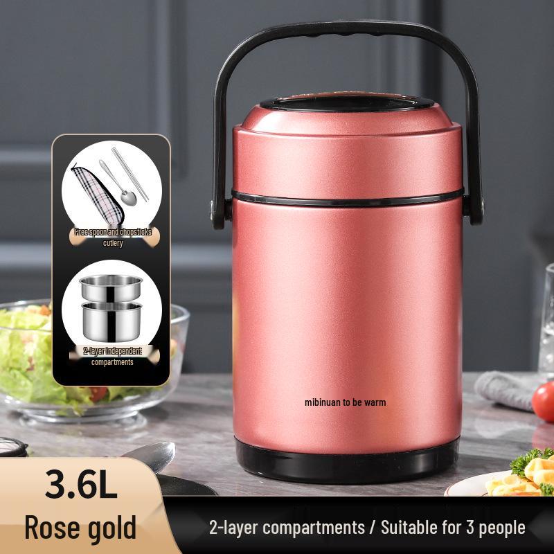 Winter Stainless Steel Insulated Multi-layer Lunch Box - Portable, Large Capacity, Keeps Food Hot for 24 Hours, Perfect for Home or Office.