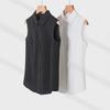 Women's White Sleeveless Chiffon Vest Top with Collar for Layered Wear