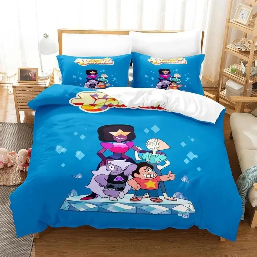 Nytt Kawaii Steven Universe Sängklädesset Enkelt Twin Full Queen King Size Sängset Aldult Barn Sovrum 3D-tryck Anime Lakan Set