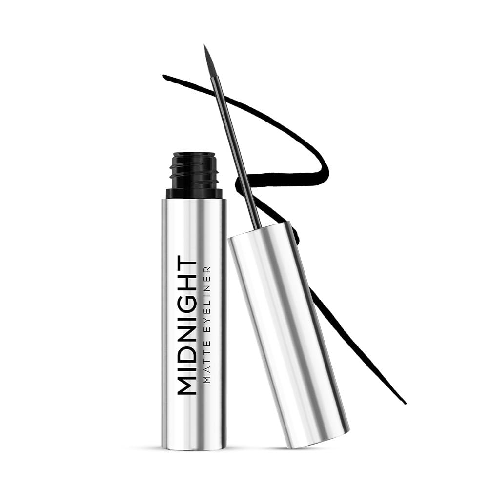 RENEE Midnight Matte Eyeliner, Darkest Black, Long Lasting, Smudge-Proof & Waterproof Formula, One-Swipe-Application with Intense Pigment, Enriched