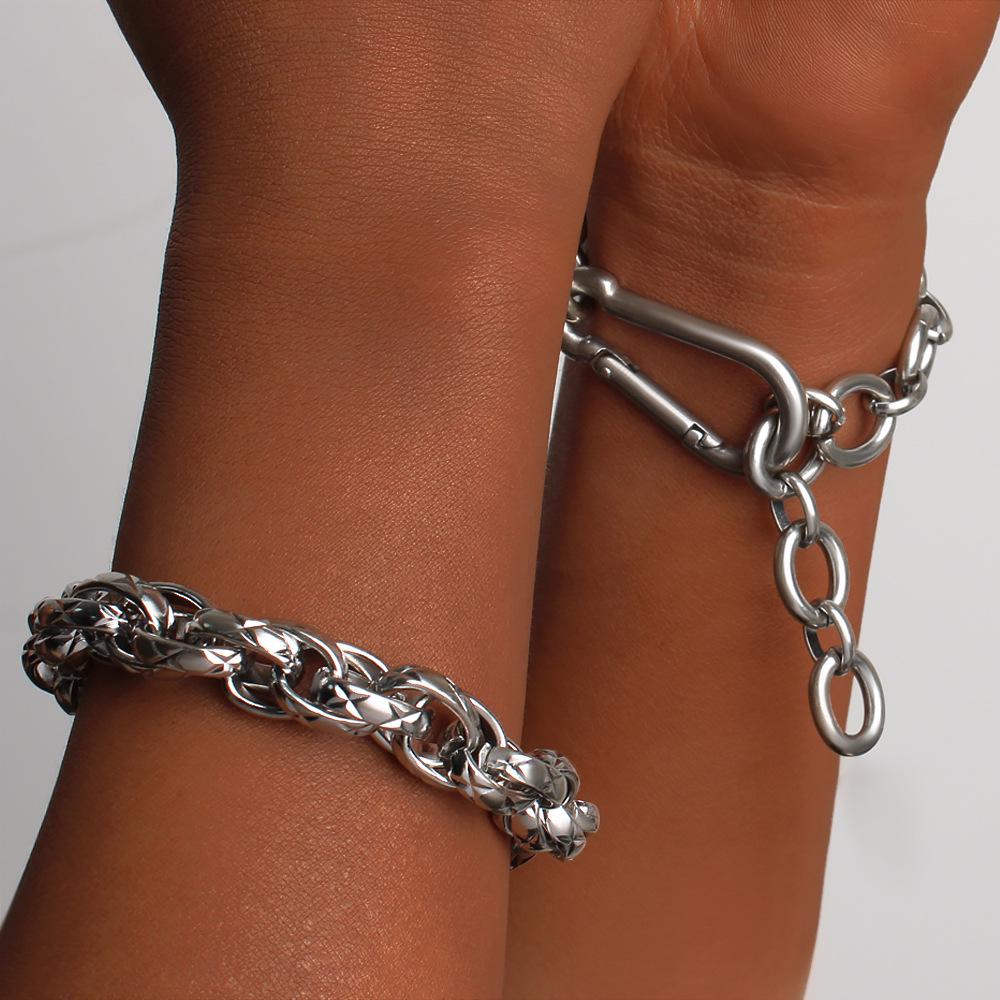 Unisex Hip Hop Titanium Steel Clasp Bracelet - Simple, Thick, Trendy Jewelry