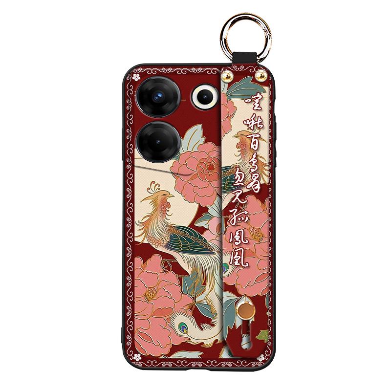 For Mom Chinese Style Phone Case For Tecno Camon20 Pro 5G/CK8n Fashion Wrist Strap Soft Case Phone Holder Dirt-resistant