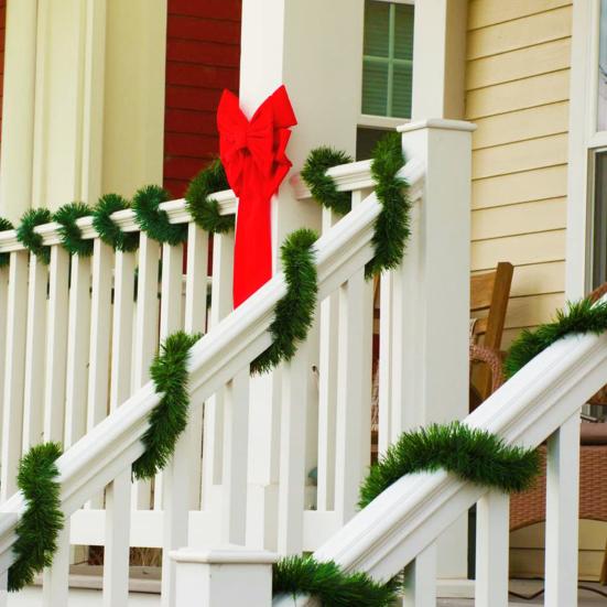 Christmas Green Garland 18FT Xmas Greenery Tinsel Stems Non-Lit Soft Twist Garland for Tree Stair Railing Front Door Mantle Fireplace Indoor
