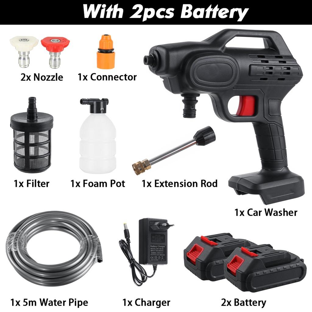 88VF Cordless High Pressure Car Washer Rechargeable Car Wash Guns 2000W Electric Water Guns Foam Machine for 18V Battery