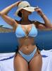 European & American Women’s Sexy Backless Halter Split Swimsuit: Lace-up Bikini In Solid Colors