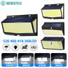 418/528/368 Solar Wall Lights  Outdoor Motion Sensor 3 Modes Security Light IP65 Waterproof Solar Powered Wall Light For Outside