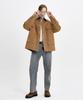 WUNDER GEIST Oversized Faux Leather Collar Contrast Work Jacket