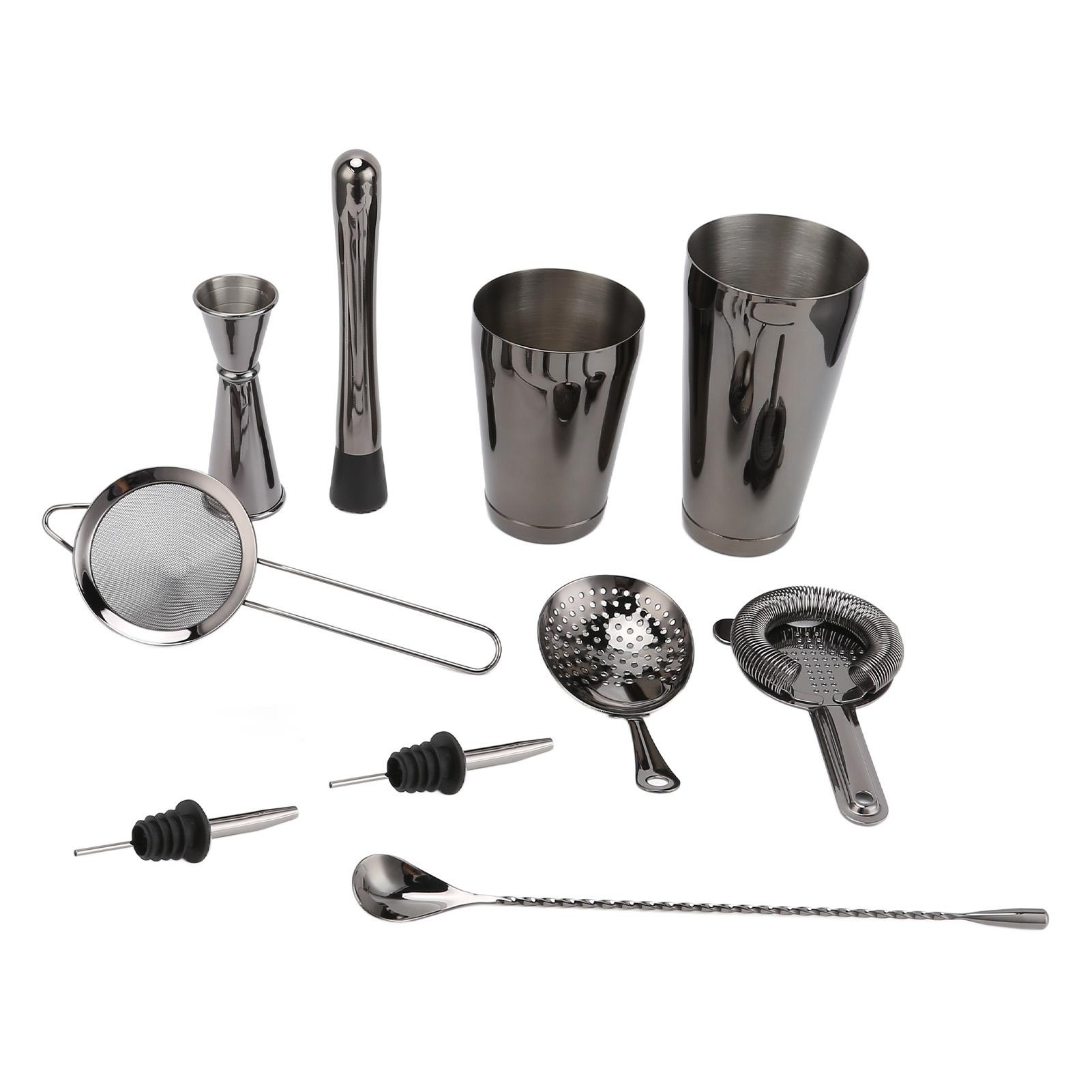 11PCS/Set Cocktail Shaker Set Bartender Kit Cocktail Strainer Stainless Steel Barware for Home Party