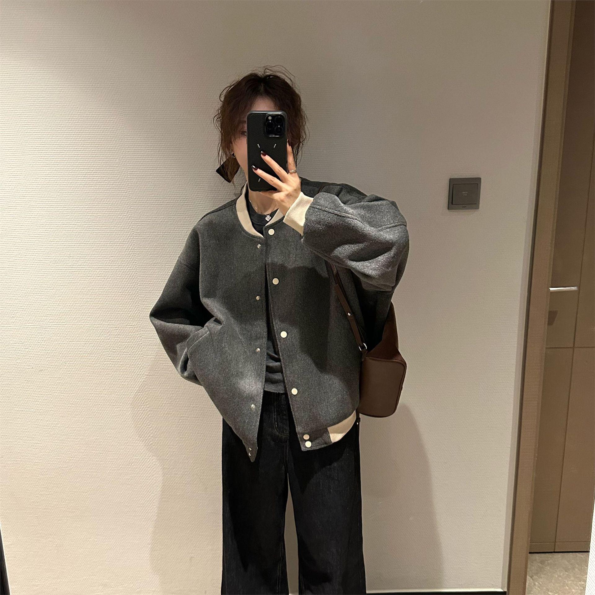 2024 Women s European Style Patchwork Color Block Slimming Baseball Jacket - Chic, Thickened Winter Fashion 2XL
