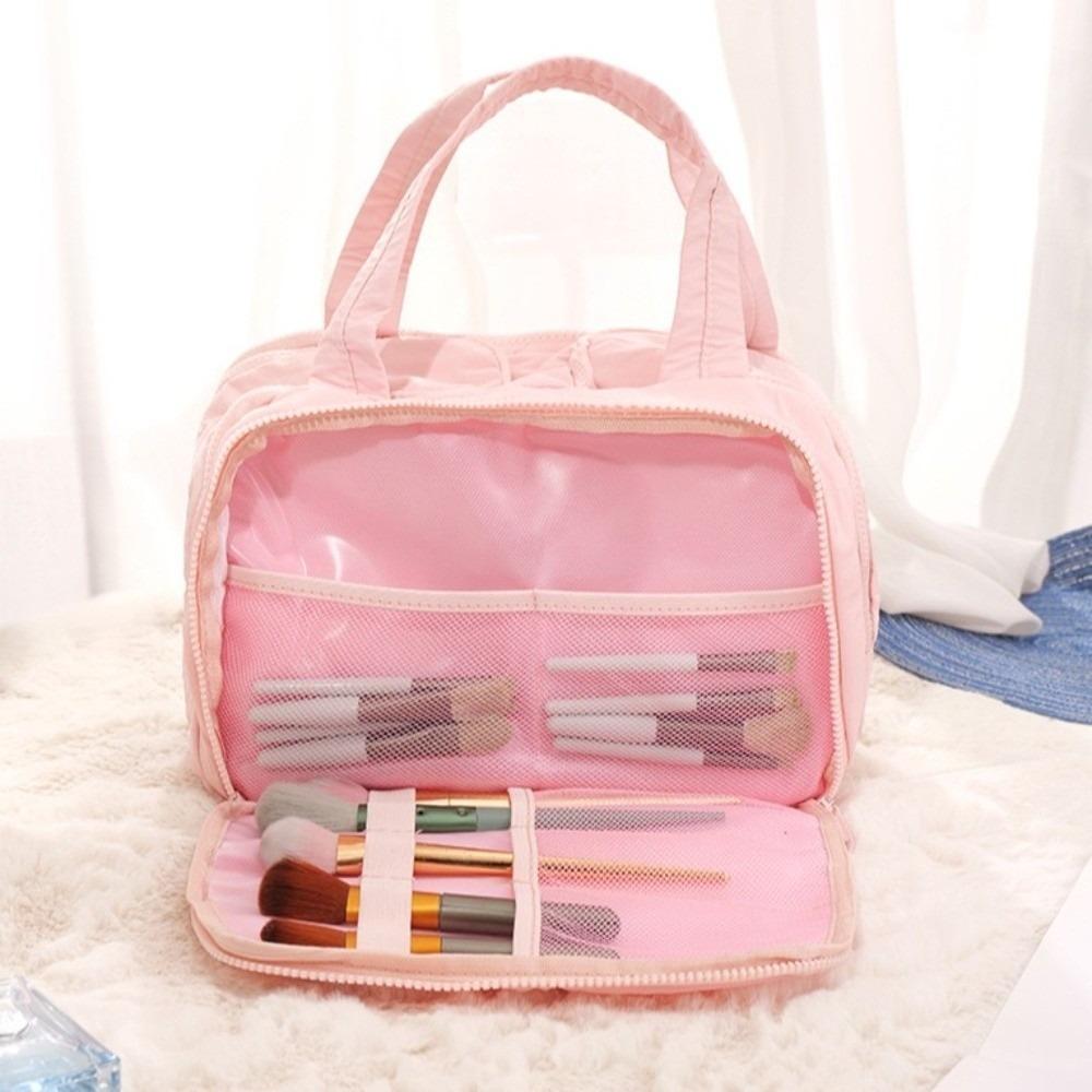 Double Side Open Travel Toiletry Bag Multipocket Design Women Cosmetic Tote  Bathroom Storage