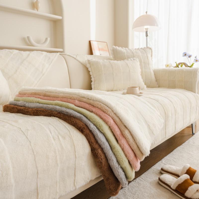 Inverno Nova Almofada de Sofá Quente de Pelúcia Decoração de Sala de Estar Antiderrapante Encosto Toalha Macia Confortável Grossa À Prova de Poeira Capa de Sofá de Alta Qualidade