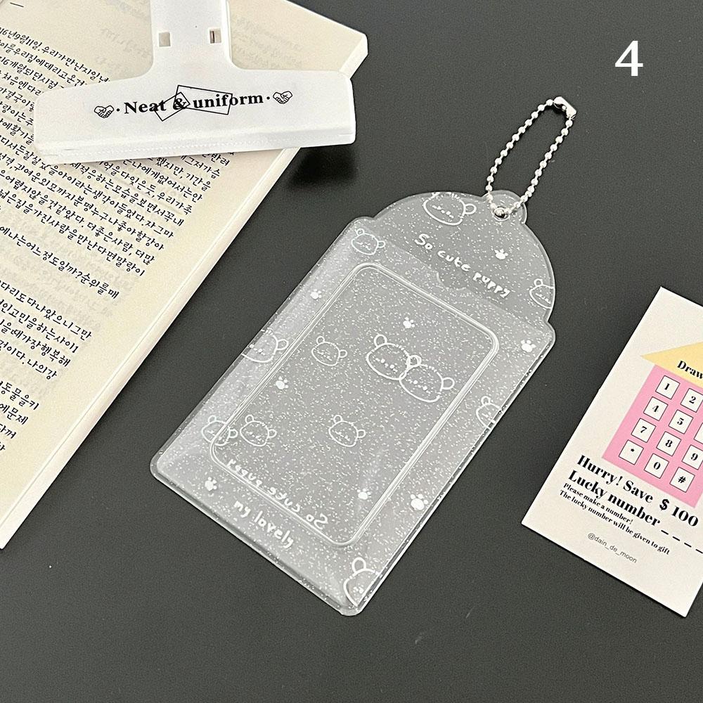 Transparent Glitter 3 Inch Photocard Holder PVC Heart Card Holder Storage Idol Card Display Protective Pendant Photo Card Holder