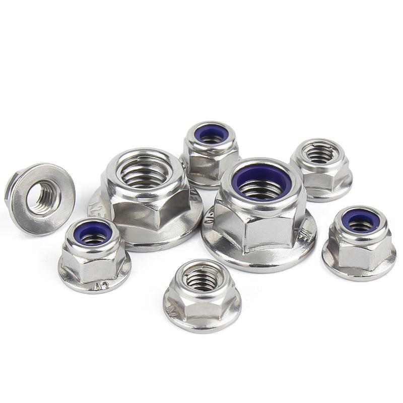 304 Stainless Steel Nylon Lock Nut, Self-Locking Anti-Loosening, Sizes M4-M10
