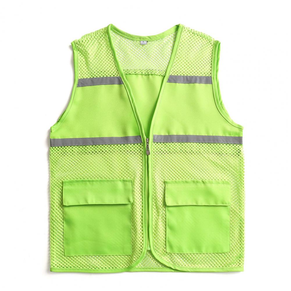 

Рабочий жилет с двумя карманами, без рукавов, со светоотражающими полосками, дышащий, однотонный, мужской и женский, летний сетчатый жилет для добровольцев, для активного отдыха XL зелёный