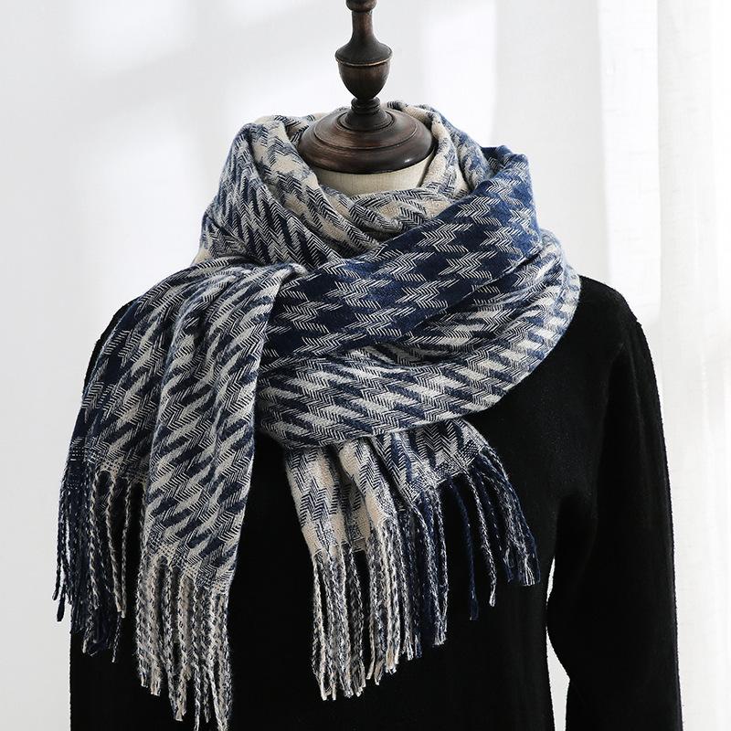 Fashion Plaid Scarf Women's New Autumn and Winter Sweet Imitation Cashmere Scarf Thickened Warm Shawl