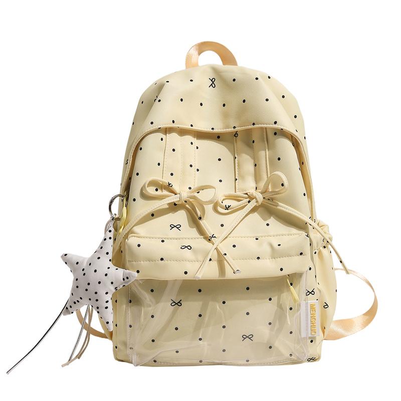 Women s Large Capacity Wave Dot Backpack Preppy Student Schoolbag Bow Backpack Small