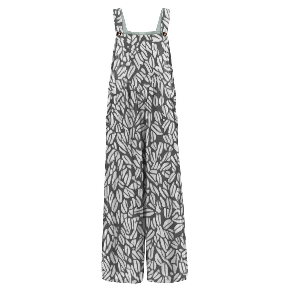 Women's Casual Jumpsuit Sleeveless Fashion Floral Print Jumpsuit