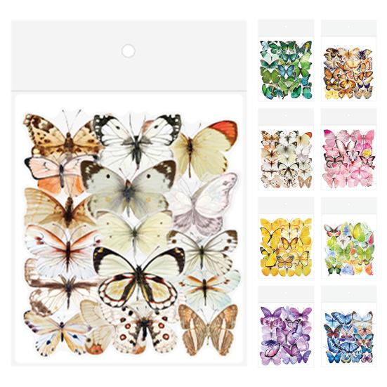 40Pcs/Bag Nice-looking Scrapbooking Sticker Smooth Surface Colorful Butterfly Pattern Waterproof Window Decal for Children