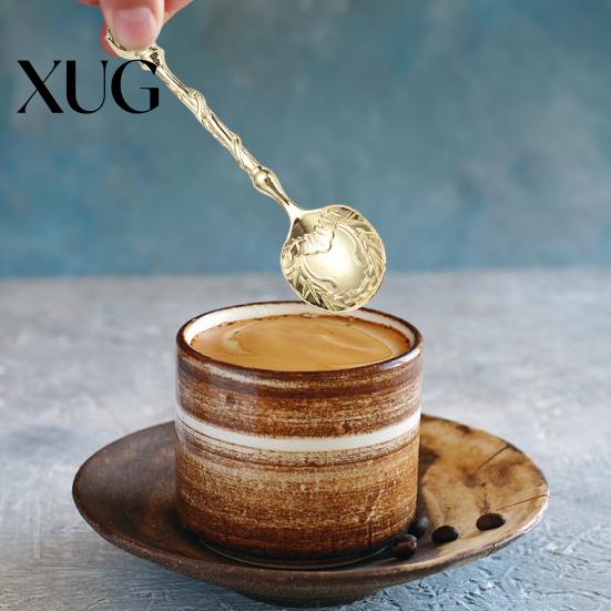 Europäischer Palaststil Löffel Kaffee Geschnitzter Teelöffel Vintage Design Geschirr Dessert Retro Löffel für Küche Esstisch Bar Milchtee-Läden Cocktail-Mixen