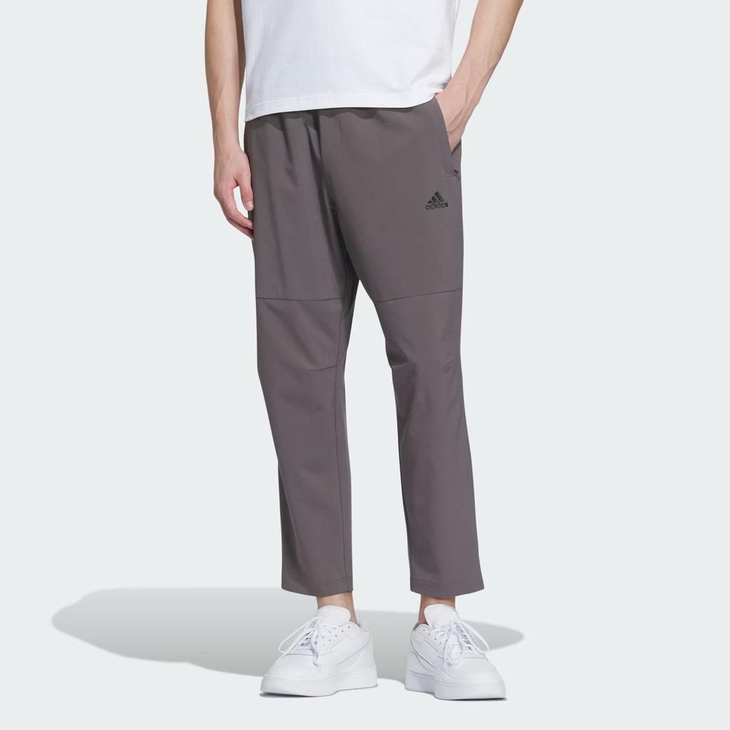 Adidas Aeroready Must-Have Pants Solid Color Logo Tapered Cropped Woven Sports Pants Men Pants Charcoal IT3982
