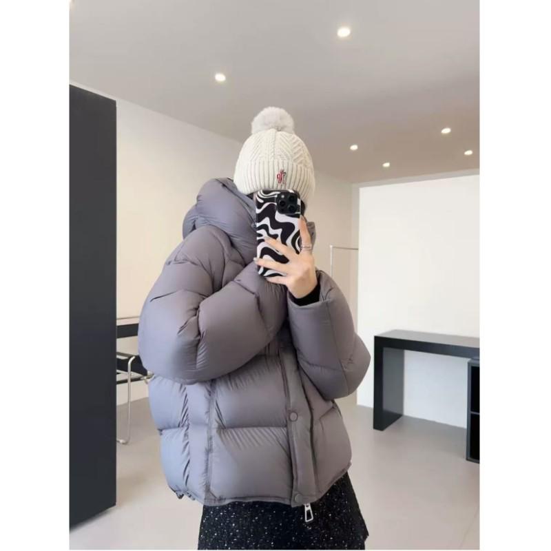 Women's Fall/Winter Solid-Color Short Hooded Puffer Jacket Warm Thickened Coating