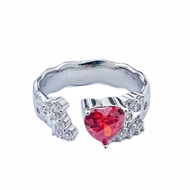 The Same Brushed Open Ring, Female Niche Design, High-End Light Luxury Zircon Index Finger Ring.