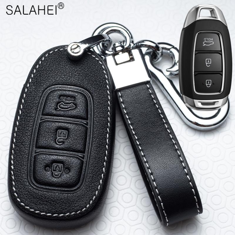 Leather Car Smart Key Cover Case Holder Protection For Hyundai Tucson Mistra Ix25 Ix35 I20 I30 I40 Hb20 Tm