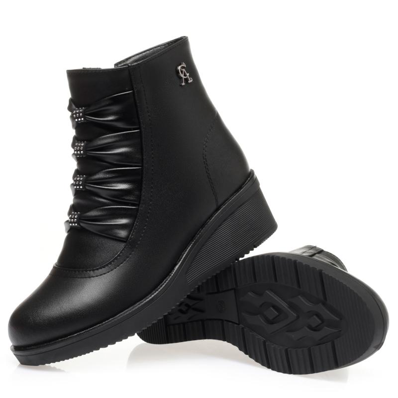 Fashion AIYUQI Mom Winter Shoes Boots Wedge 2025 New Genuine Leather Women Snow Boots Round Toe Casual Chunky Warm Ladies Short Boots