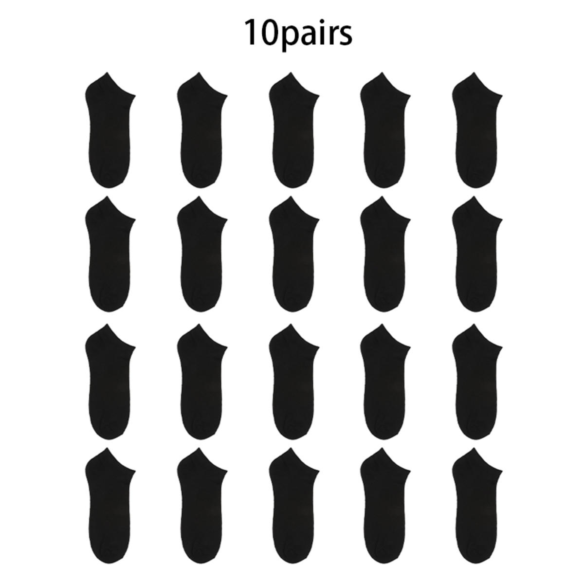 

Унісекс 10 пар Тонкі Дихаючі Однотонні Шкарпетки М які Легкі Низькі Шкарпетки-слідки Зручні Шкарпетки-човники Чоловічі Жіночі Короткі Шкарпетки чорний