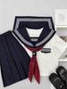 Enhanced White Three-Piece Japanese JK Sailor Suit Pleated Skirt Set - Academy Style Uniform