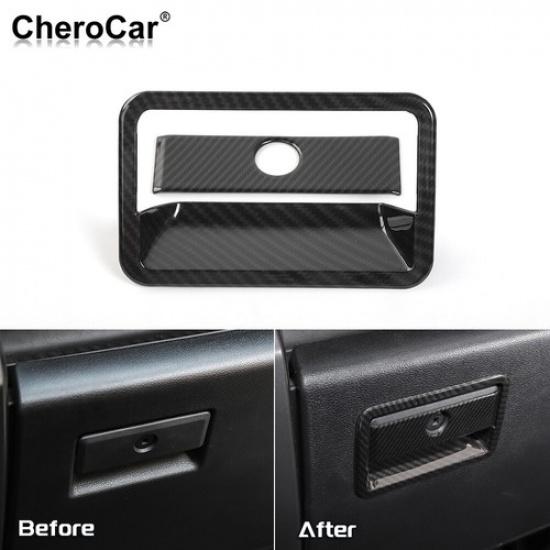 Copilot Storage Glove Box Door Handle Bowl Trim for Ford F150 15-20 Carbon Fiber