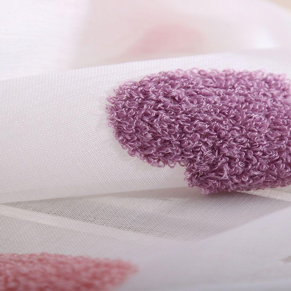 Korean Style Love Heart Embroidered Sheer Tulle Curtain for Living Room Bedroom, Cute Sweet White Transparent Window Voile Curtain for Home Decoration