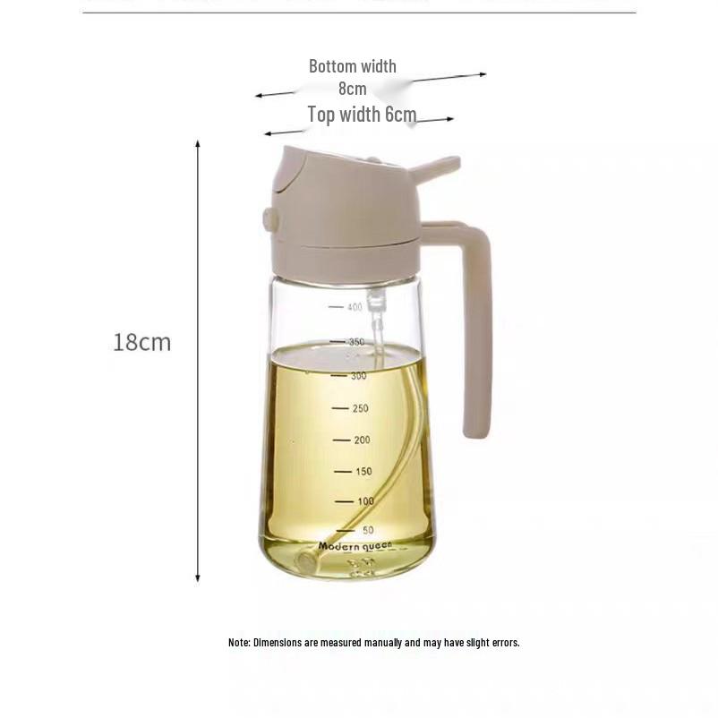 Large Capacity Leak-Proof Glass Oil Spray Bottle with Scale and Handle for Kitchen Use