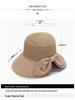 Korean Style Women's Trendy Large Brim Sun Hat with Bowknot - Foldable Bucket Hat for Vacation Travel