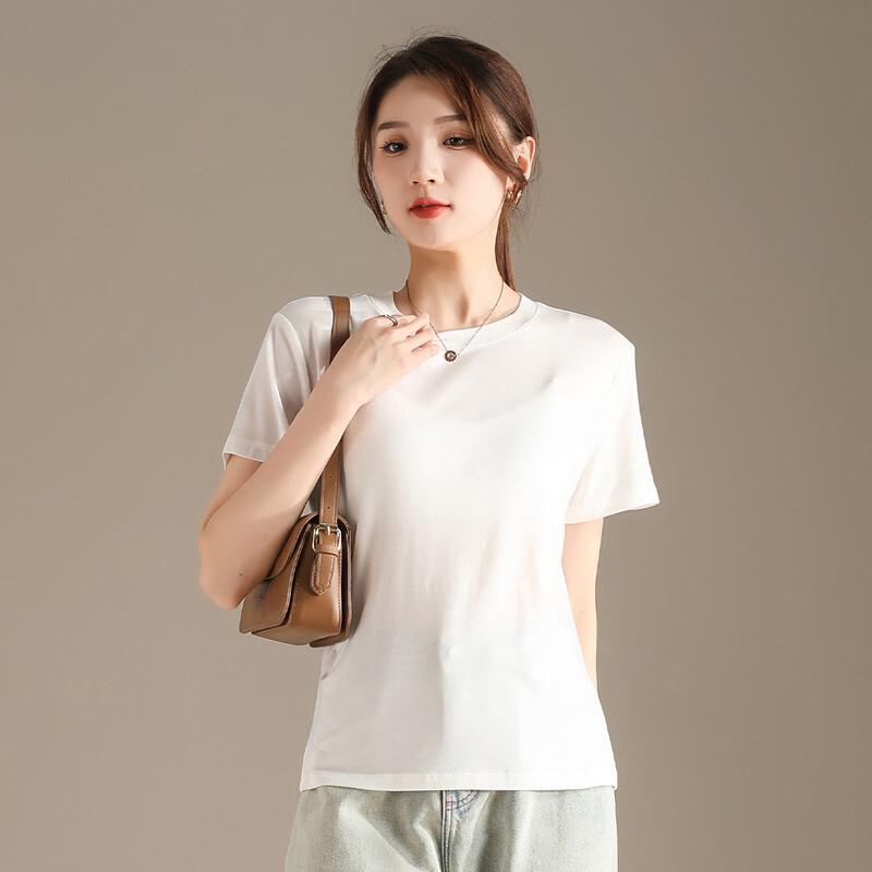 RAIN.CUN Women's High-Elastic Round Neck Short Sleeve T-shirt