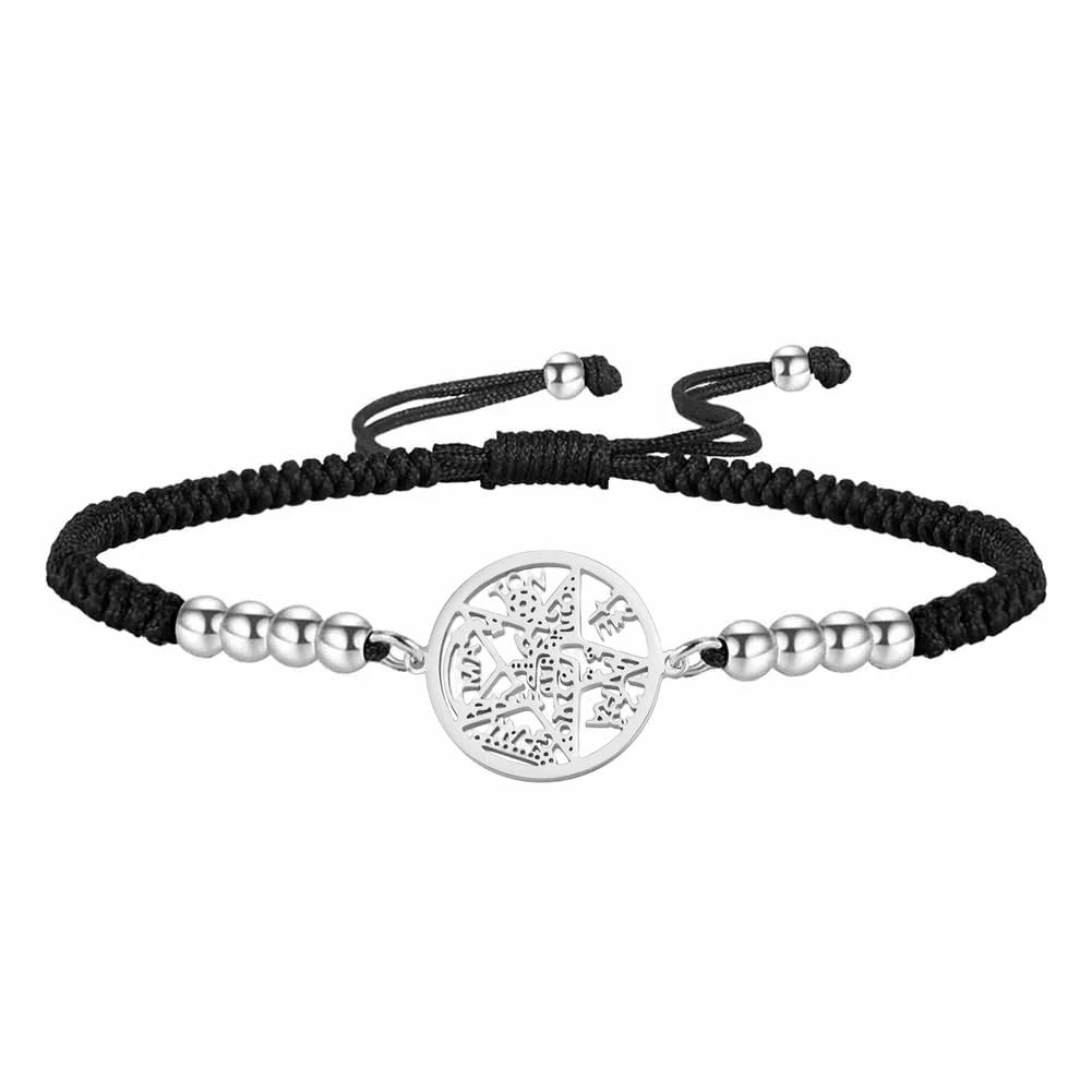 Dreamtimes Vintage Stainless Steel Witchcraft Tetragrammaton Protection Pentagram Pendant Bracelets for Women Men Bangles Gifts