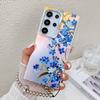 Electroplated Laser Flower S25Ultra Mobile Phone Case Suitable for Samsung A16 Pearl Bracelet S24plus Hard Case