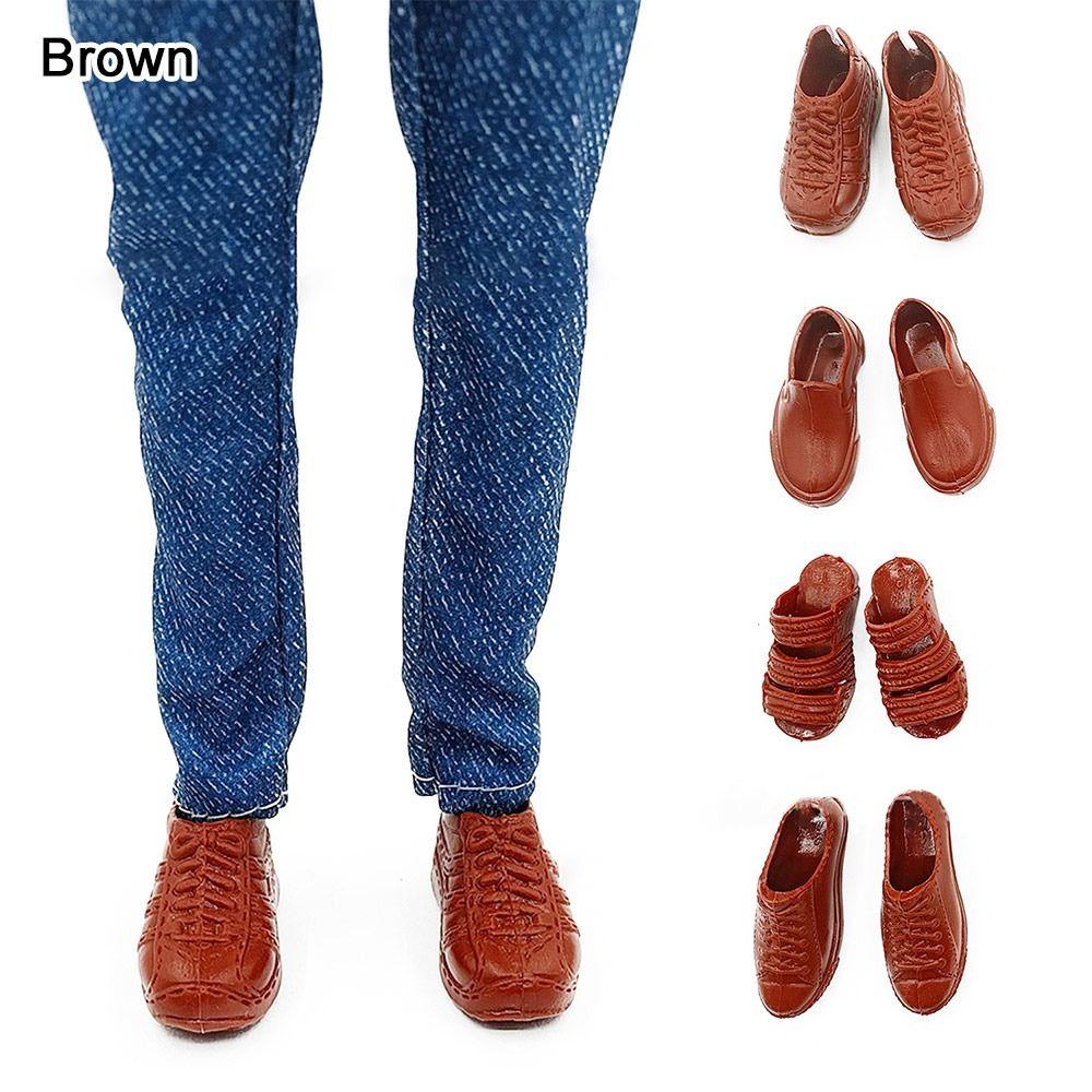 

4 пары/комплект супер модель мужские кукольные сапоги качественные пляжные туфли 30 см кукольные аксессуары коричневый