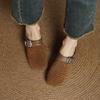 Mode NYA Sommar Dammules Ko Mocka Läderskor för Kvinnor Koncisa Täckta Tå Slingback Skor Rund Tå Låg Klack Moderna Sandaler