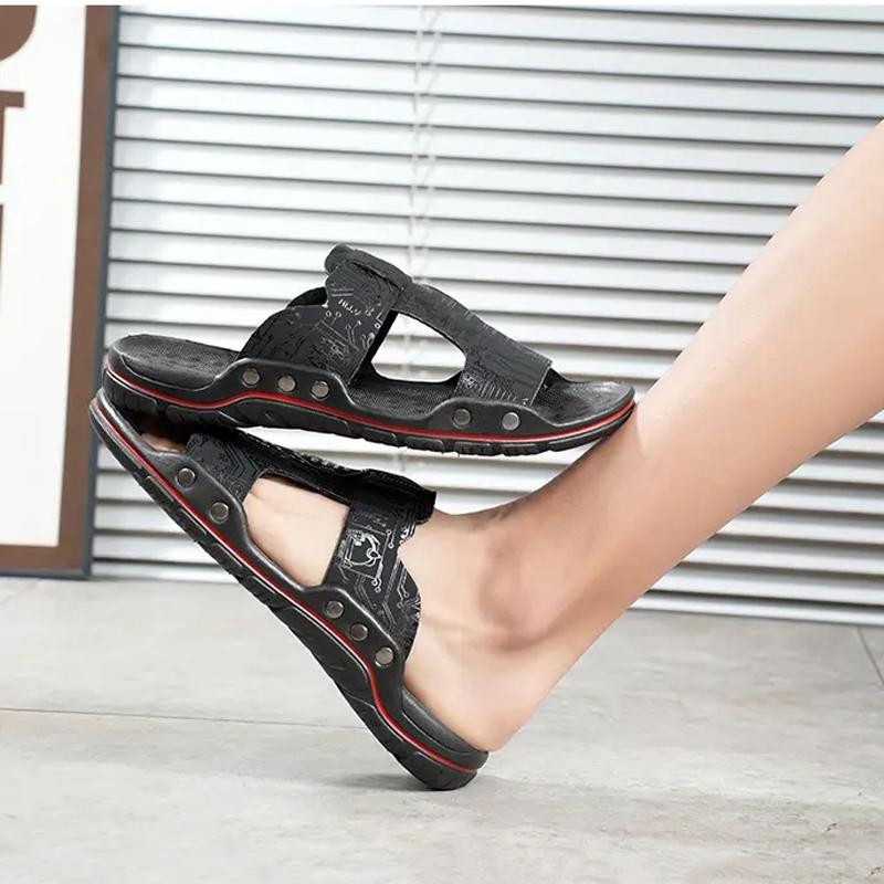 Large Size Fashion All-match Casual Slippers Summer Cool and Comfortable Basic Men's Slippers Non-slip Breathable Male Sandals