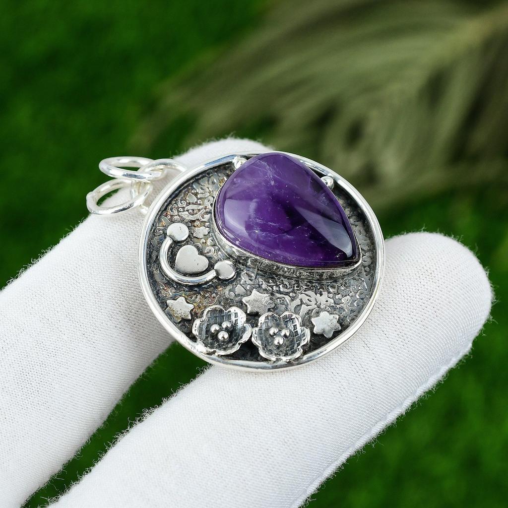 Födelsedagspresent till henne Naturlig Stjärnametist Ädelsten Hänge 925 Sterlingsilver
