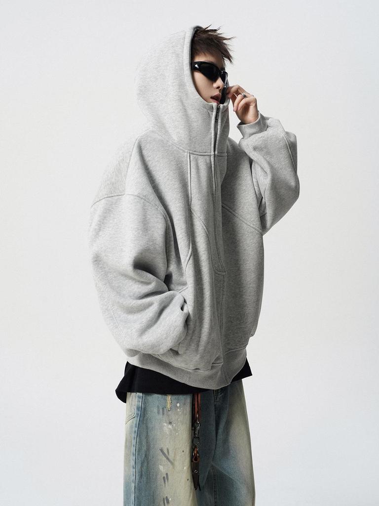 Men's Winter Heavyweight Fleece-Lined Deconstructed Patchwork Hoodie – Streetwear Trend