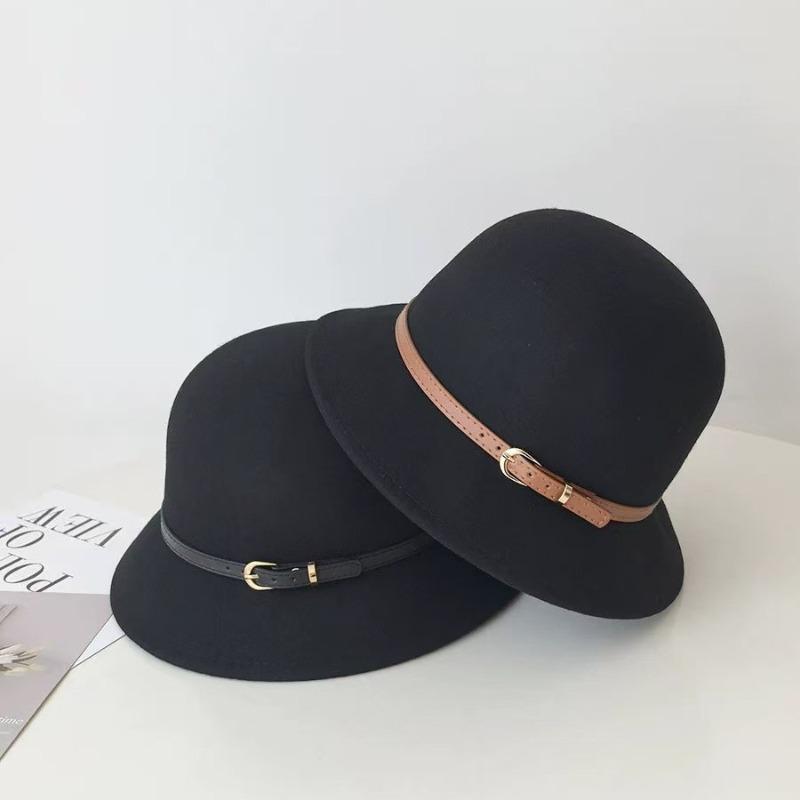 Mei 2025 New Hepburn Style Woolen Fisherman's Hat Children's Autumn and Winter French Retro Basin Hat, Temperament Top Hat