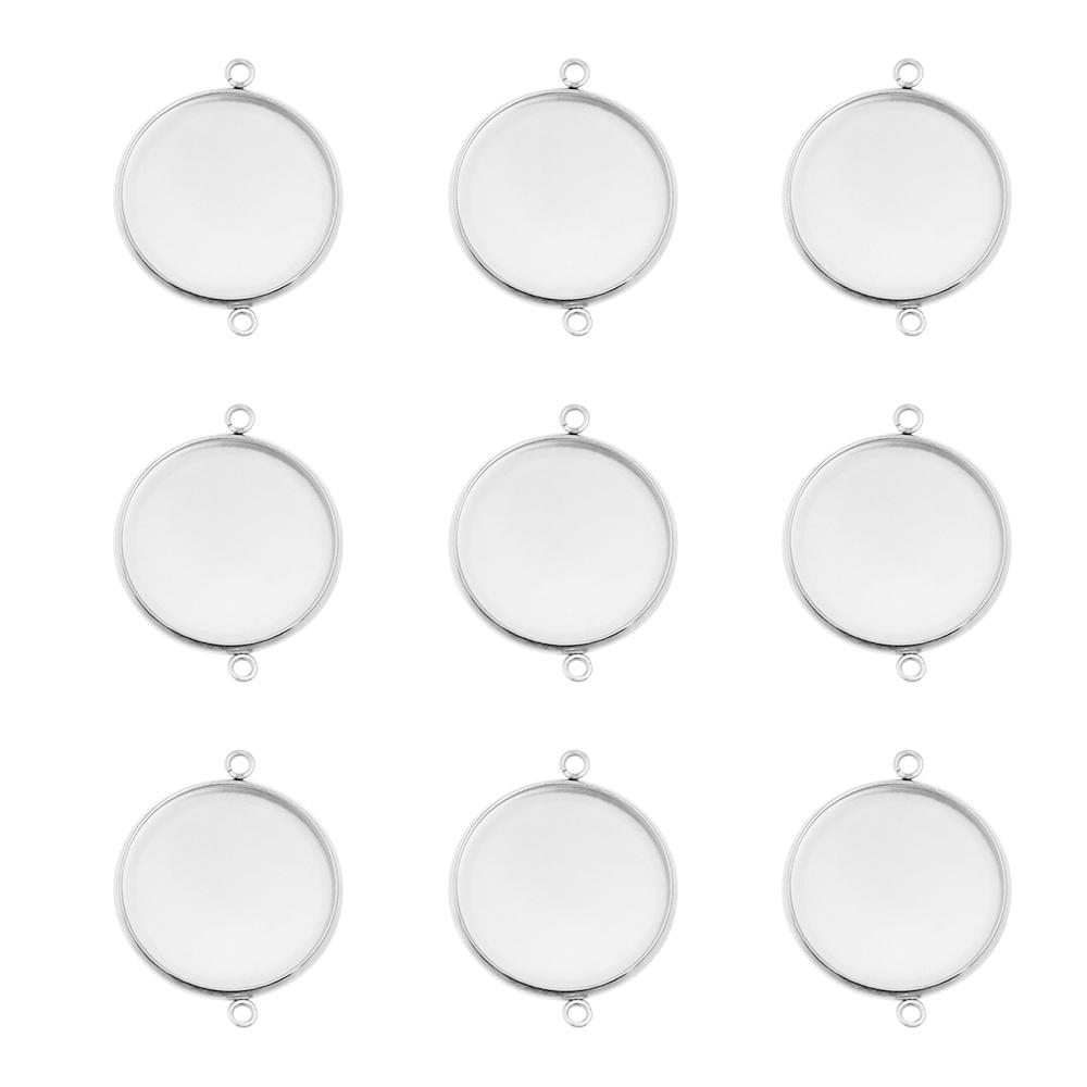 10Pcs Stainless Steel Cabochon Cameo Base Settings For Necklace Bracelet Pendants Blank Tray DIY Craft Jewelry Making Supplies