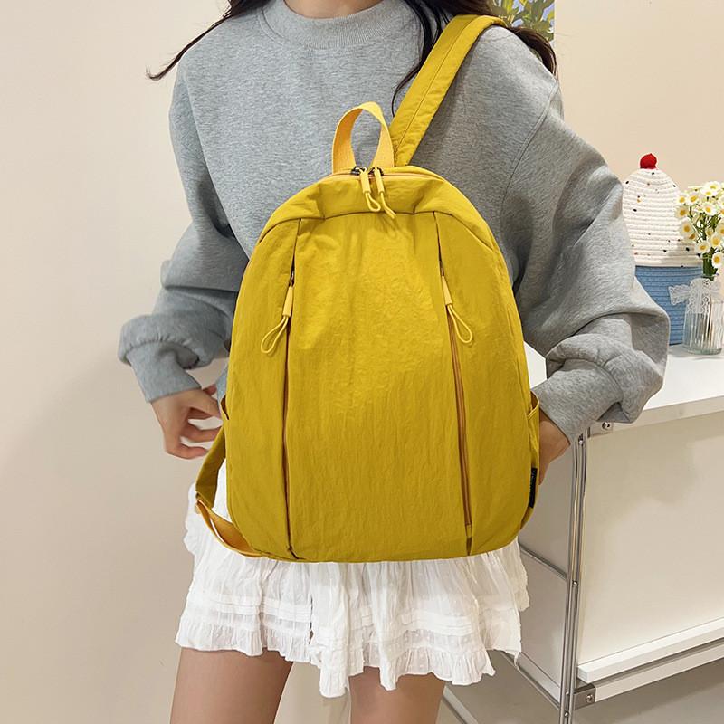 Solid Fashion Color Large Capacity Backpack Surface Inner Pocket School Travel