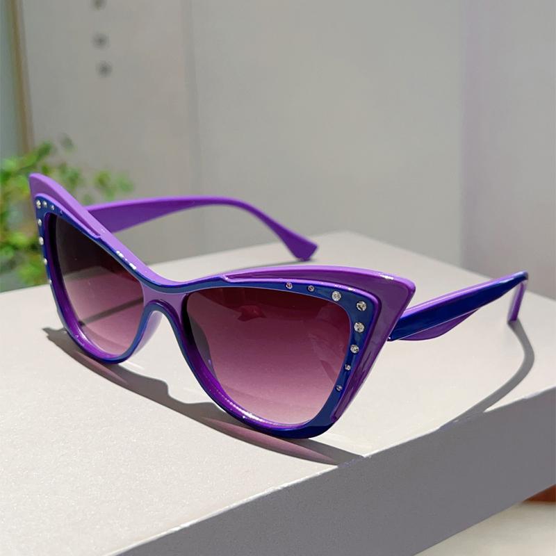 

KAMMPT Винтажные солнцезащитные очки «кошачий глаз» со стразами Женская мода Градиентные оттенки Трендовый дизайн Солнцезащитные очки для путешествий на открытом воздухе as pciture shows